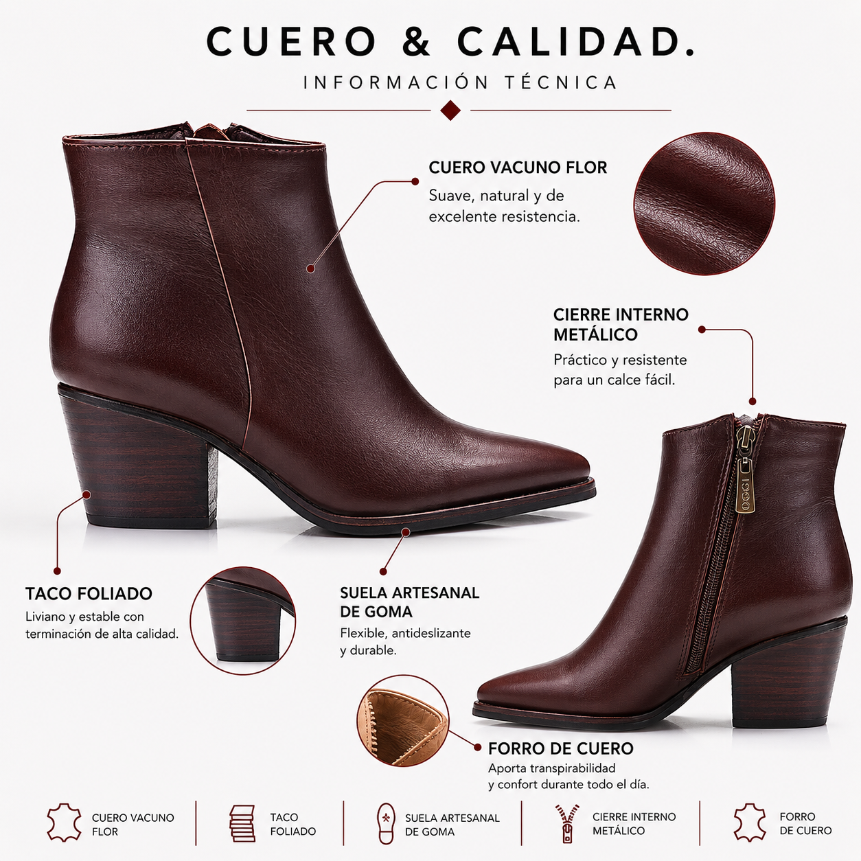 Materiales y construcci&oacute;n Bota 102/19 Chocolate